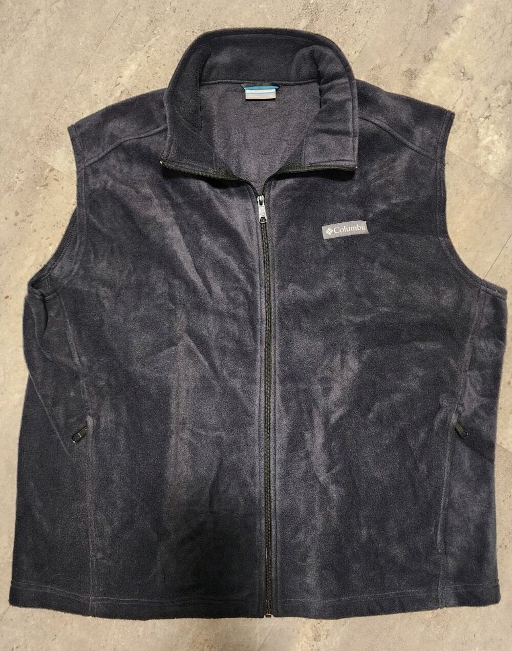 Columbia Mens XL Black Fleece Vest Steens Mountain Full Zip Extra Large